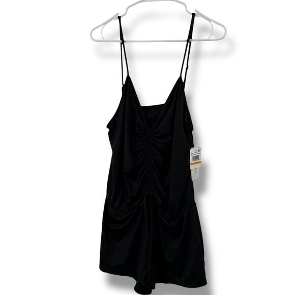 NEW Salt + Cove Black Romper Size Small Stretchy Ruched Beach Swim Cover Up - Picture 3 of 8